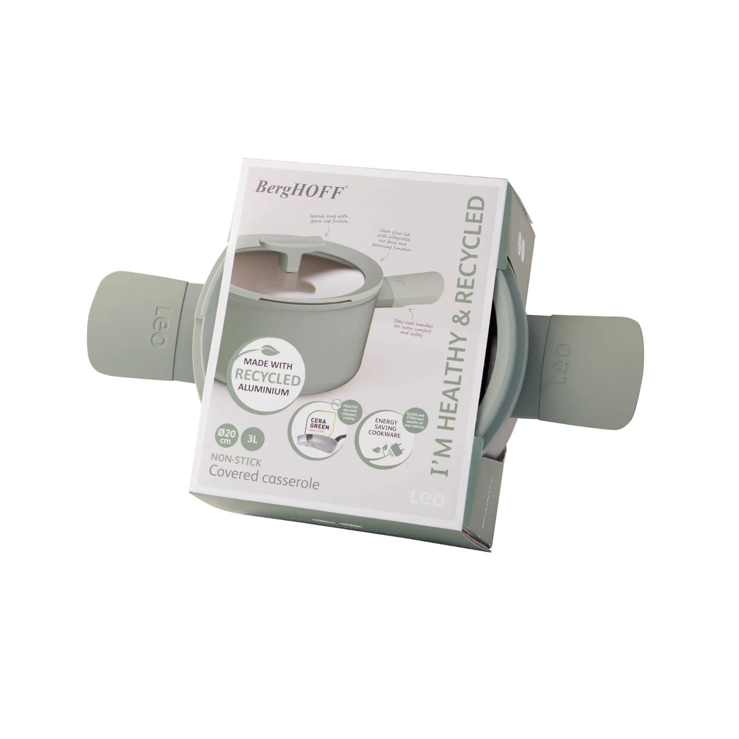 Berghoff Balance Sage Yapışmaz Seramik Kapaklı Güveç 20 cm - 3