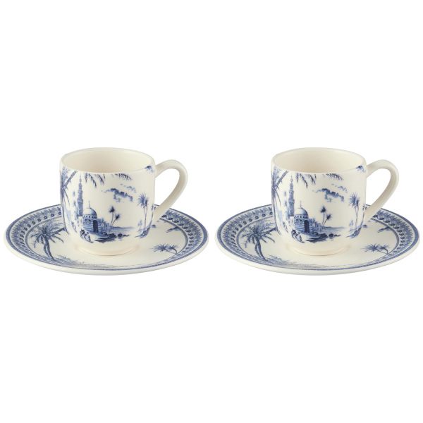 Gien Depareillees Bleu 2'li Espresso Fincan ve Tabağı Seti 80 ml - 1