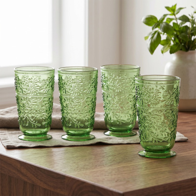Laurus Akrilik Yeşil 4’lü Bardak Seti 450ml (1)