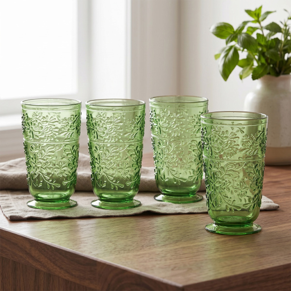Laurus Akrilik Yeşil 4’lü Bardak Seti 450ml - 2