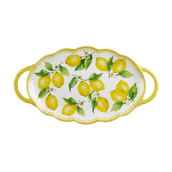 Limora Melamin 48 cm Kulplu Oval Tepsi - 1