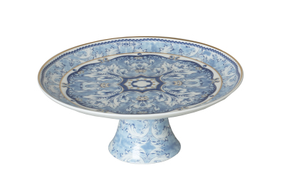 Florance Bone China Mavi Beyaz Ayaklı Kek Standı 27 cm