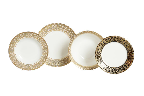 Isadora Bone China Porselen Gold Kenar detaylı Klasik Yemek Takımı 67 parça