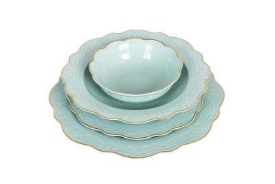 Laurance Mint Yeşil Renkli New Bone China Yemek Takımı 24 parça