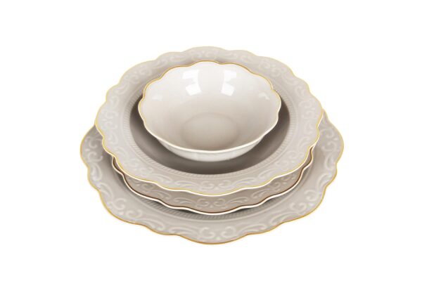 Laurance Taş Rengi New Bone China Yemek Takımı 24 parça - 1