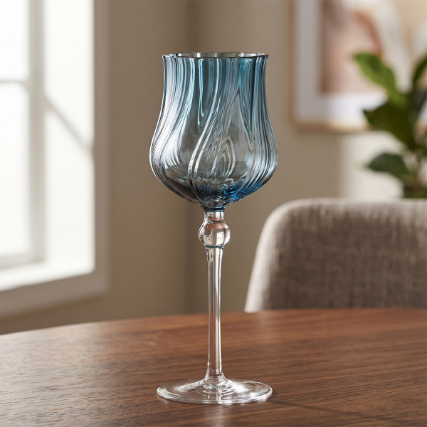 Luzia 4’lü Mavi Cam Kadeh Seti 370 ml - 2