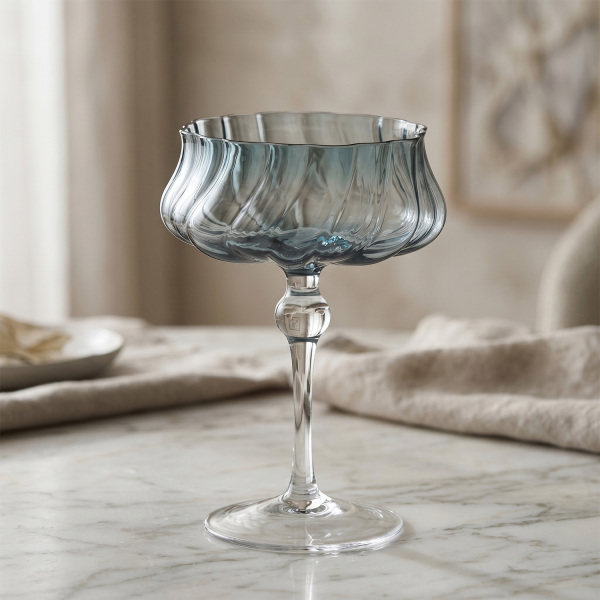 Luzia 4’lü Mavi Cam Kokteyl Kadeh Seti 320 ml - 2