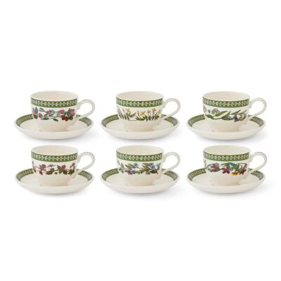 Portmeirion Botanic Garden Etchings 6'lı Çay Fincanı ve Tabağı Seti 200 ml