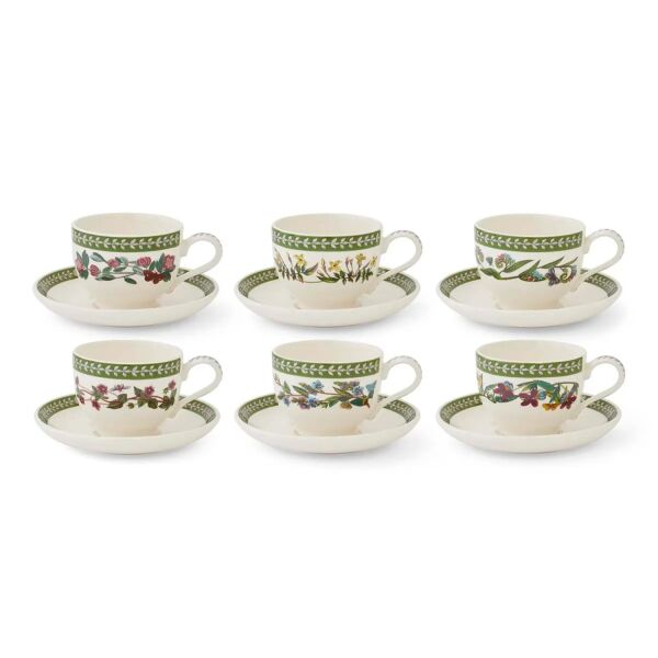 Portmeirion Botanic Garden Etchings 6'lı Çay Fincanı ve Tabağı Seti 200 ml - 1