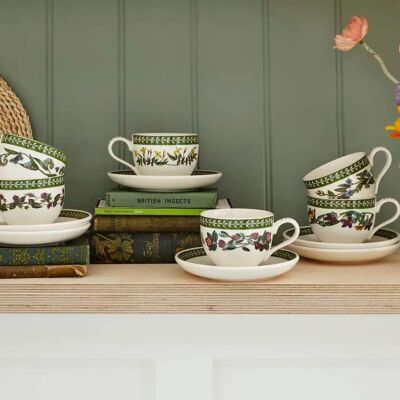 Portmeirion Botanic Garden Etchings 6'lı Çay Fincanı ve Tabağı Seti 200 ml (1)