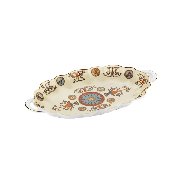 Rosea Bone 27 cm Kulplu Oval Servis Tabağı - 1