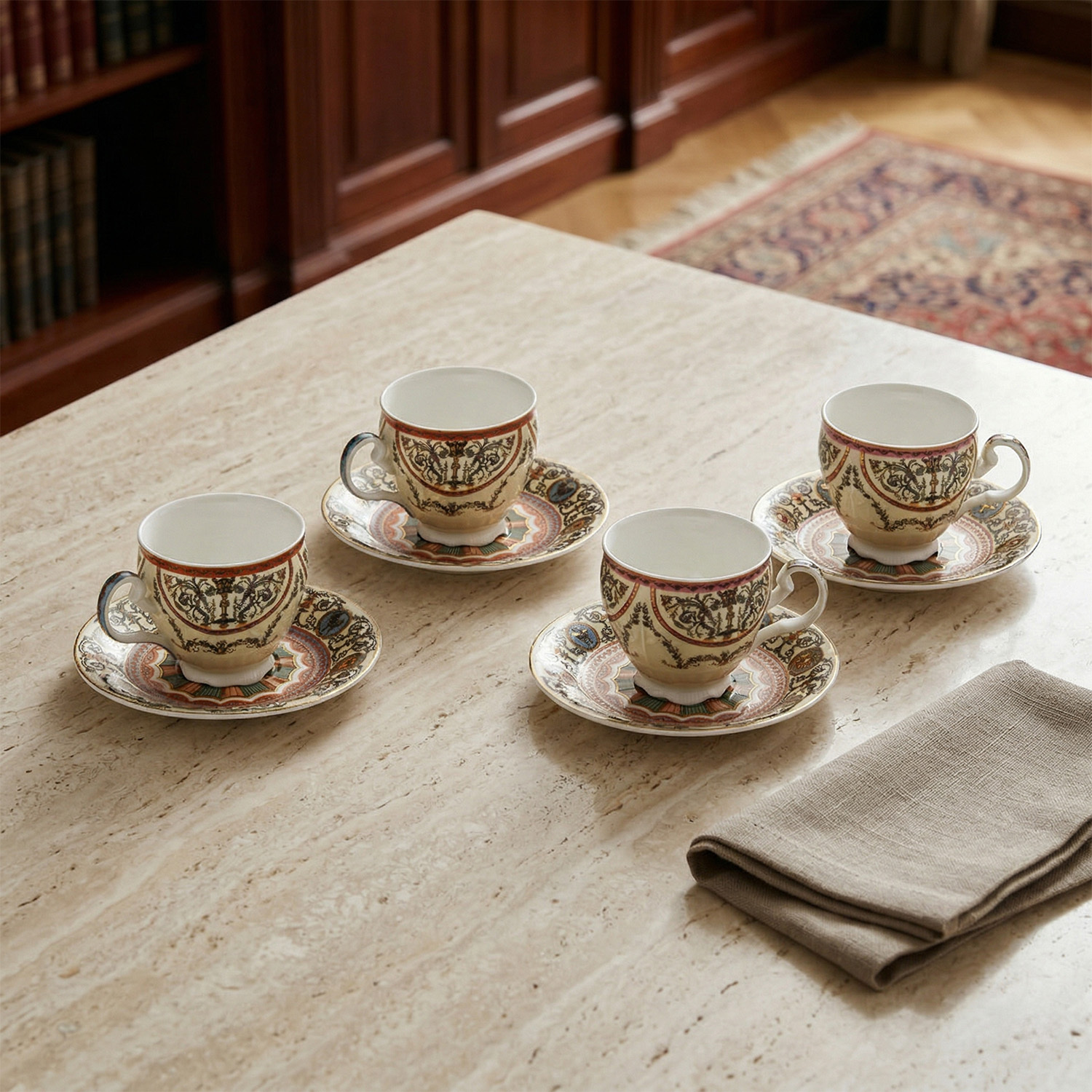 Rosea Bone 4’lü Klasik Form Çay Fincanı Seti 175 ml - 2