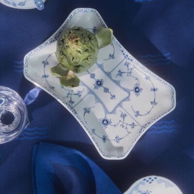 Royal Copenhagen Blue Fluted Half Lace Dikdörtgen Sunum Tabağı 24.5 cm - 3