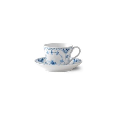 Royal Copenhagen Blue Fluted Half Lace Kahve Fincanı ve Tabağı 200 ml