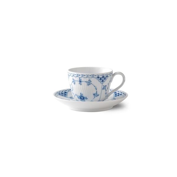 Royal Copenhagen Blue Fluted Half Lace Kahve Fincanı ve Tabağı 200 ml - 1