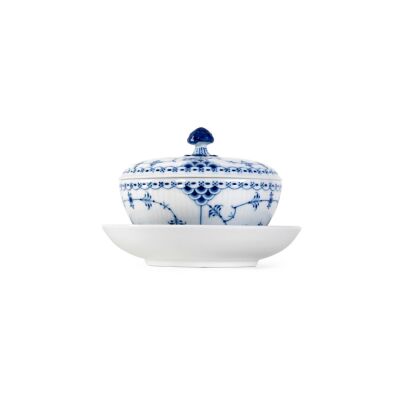 Royal Copenhagen Blue Fluted Half Lace Kapaklı ve Tabaklı Kase 300 ml