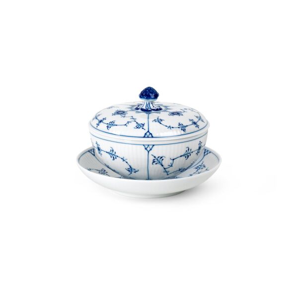 Royal Copenhagen Blue Fluted Plain Kapaklı ve Tabaklı İkram Kasesi Seti 380 ml - 2