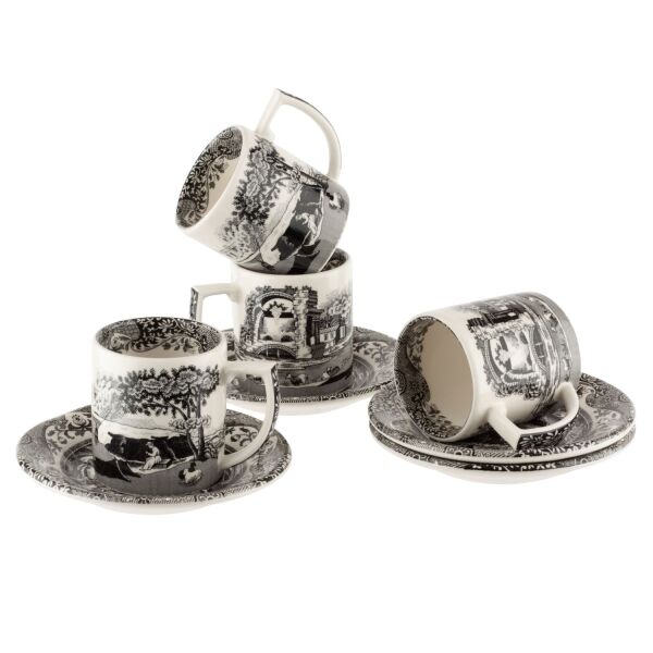 Spode Black Italian 4'lü Espresso Kahve Fincan Seti - 1