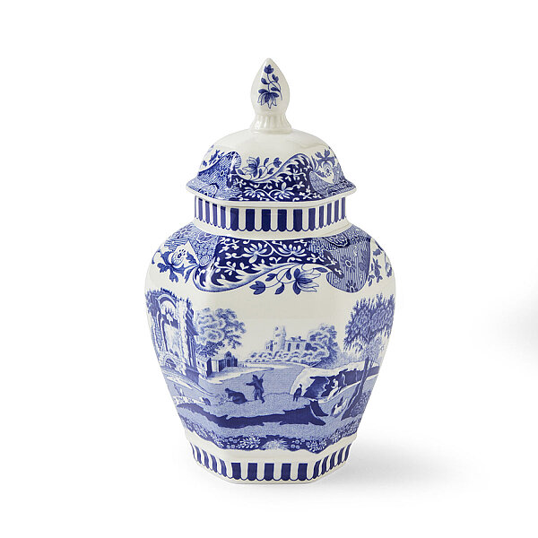 Spode Blue Italian Kapaklı Vazo 15 cm - 1