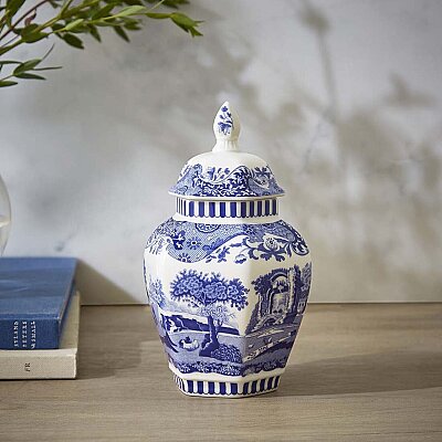 Spode Blue Italian Kapaklı Vazo 15 cm (1)