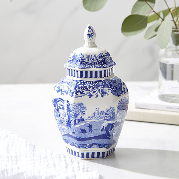 Spode Blue Italian Kapaklı Vazo 15 cm - 5