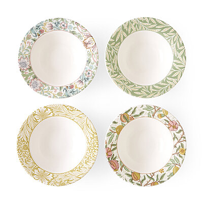 Spode x Morris & Co. 4'lü Karışık Desenli Kase Seti 19 cm