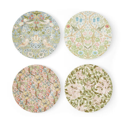 Spode x Morris & Co. 4'lü Karışık Desenli Porselen Tabak Seti 20 cm