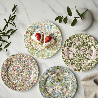 Spode x Morris & Co. 4'lü Karışık Desenli Porselen Tabak Seti 20 cm (1)