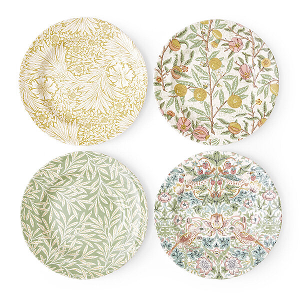 Spode x Morris & Co. 4'lü Karışık Desenli Tabak Seti 23 cm - 1