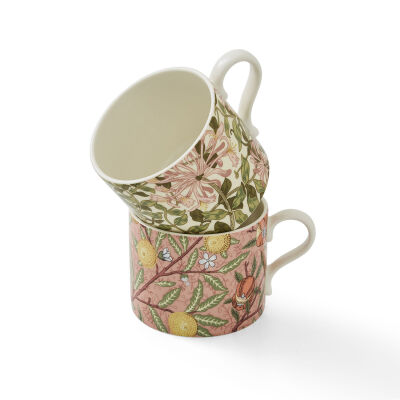 Spode x Morris & Co. Fruit Hsuckle 2'li Porselen Kupa Seti 340 ml - 4