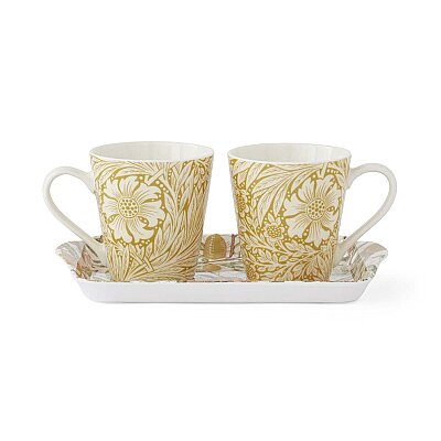Spode x Morris & Co. Fruit & Marigold Porselen Kupa ve Melamin Tepsi Seti
