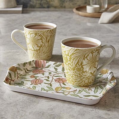 Spode x Morris & Co. Fruit & Marigold Porselen Kupa ve Melamin Tepsi Seti (1)