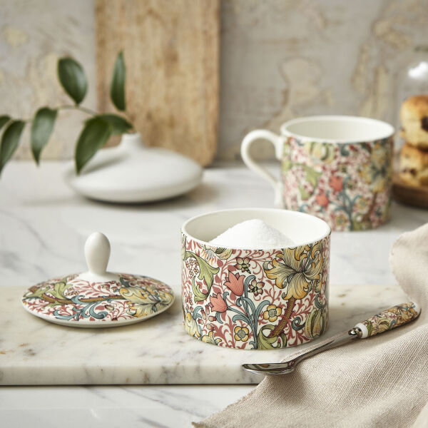 Spode x Morris & Co. Golden Lily Kapaklı Porselen Şekerlik 280 ml - 2