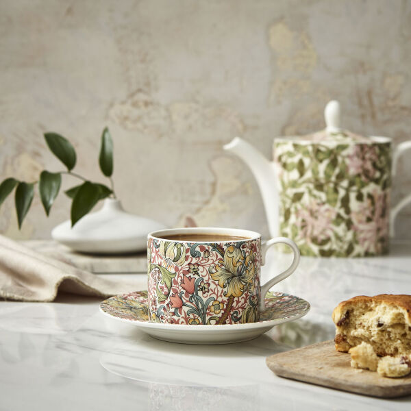 Spode x Morris & Co. Golden Lily Porselen Çay Fincanı & Tabak - 3