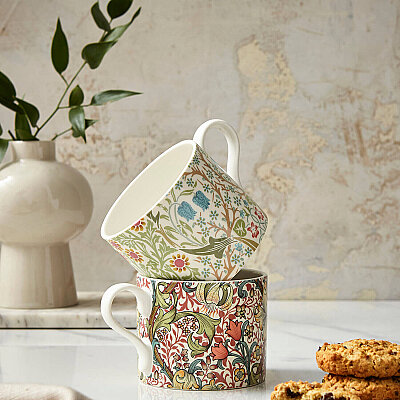 Spode x Morris & Co. Porselen Demlik & 2'li Kupa Seti - 4