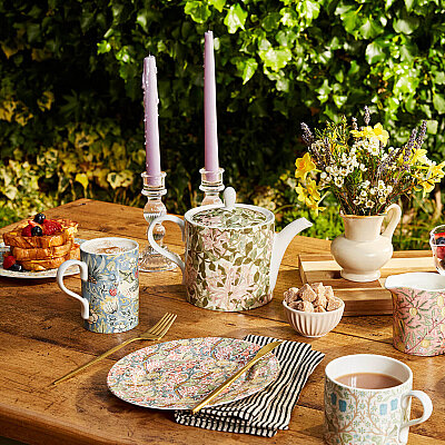 Spode x Morris & Co. Porselen Demlik & 2'li Kupa Seti - 5