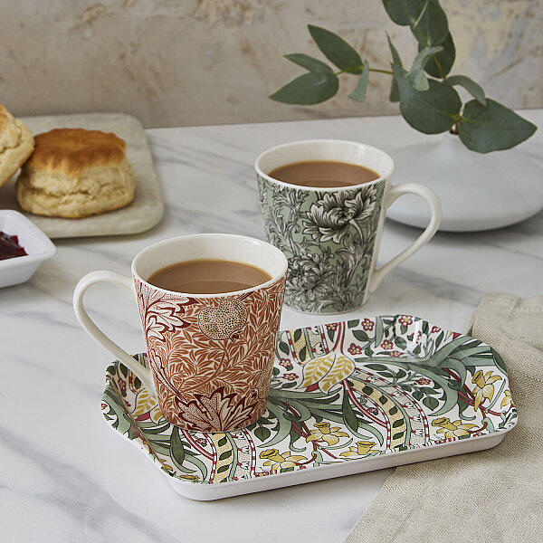 Spode x Morris & Co. Porselen Kupa & Melamin Tepsi Seti 180 ml - 4
