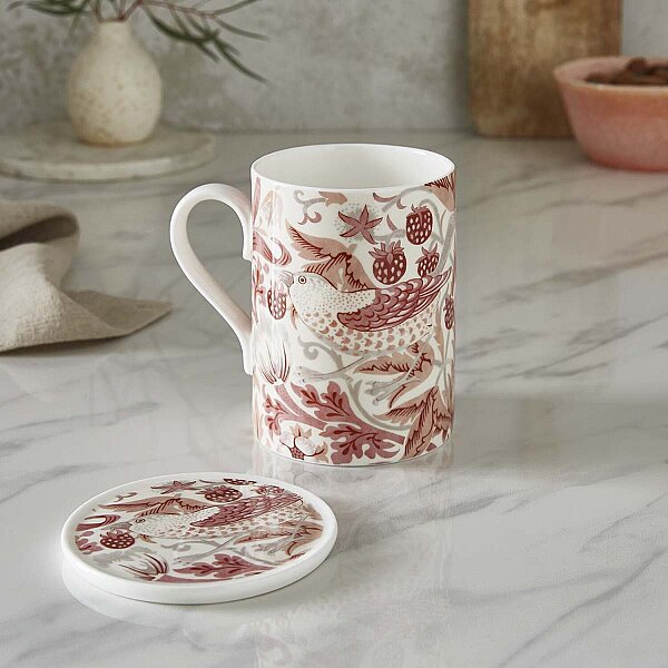 Spode x Morris & Co. Strawberry Thief Kupa & Bardak Altlığı Seti 340 ml - 2
