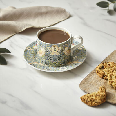 Spode x Morris & Co. Strawberry Thief Porselen Çay Fincanı & Tabak - 3