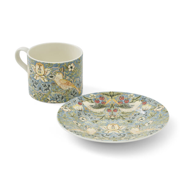 Spode x Morris & Co. Strawberry Thief Porselen Çay Fincanı & Tabak - 4