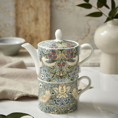 Spode x Morris & Co. Strawberry Thief Porselen Tea for One - Tek Kişilik Çay Seti (1)