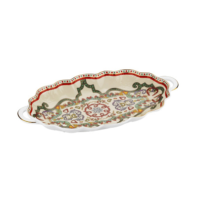 Velora Bone 27 cm Kulplu Oval Servis Tabağı