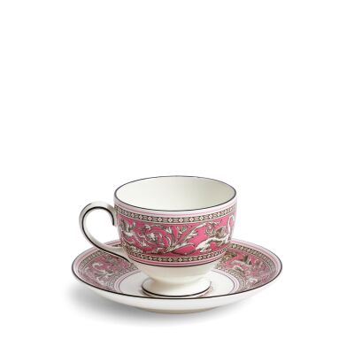 Wedgwood Florentine Fine Bone Fuchsia Çay Fincanı ve Tabağı 180 ml - 5
