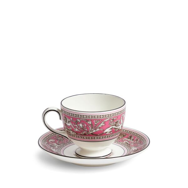 Wedgwood Florentine Fine Bone Fuchsia Çay Fincanı ve Tabağı 180 ml - 5