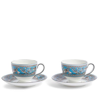 Wedgwood Florentine Fine Bone Turquoise 2Li Çay Fincan Ve Tabagi Seti 200 ml