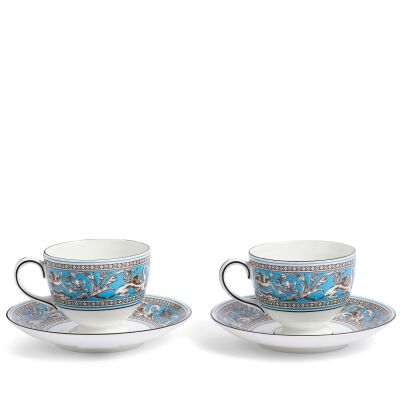 Wedgwood Florentine Fine Bone Turquoise 2Li Çay Fincan Ve Tabagi Seti 200 ml - 4