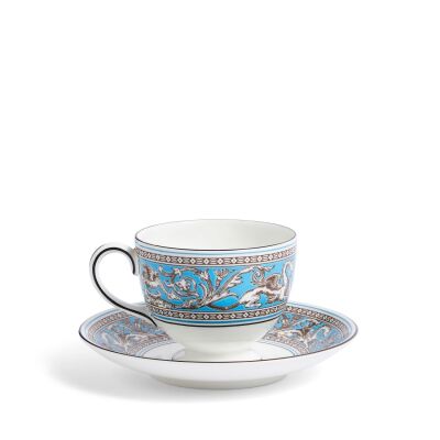 Wedgwood Florentine Fine Bone Turquoise Çay Fincanı ve Tabağı 170 ml - 4