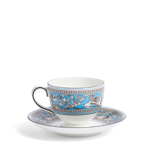 Wedgwood Florentine Fine Bone Turquoise Çay Fincanı ve Tabağı 170 ml - 4