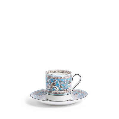Wedgwood Florentine Fine Bone Turquoise Kahve Fincanı ve Tabağı Seti 75 ML