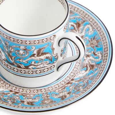 Wedgwood Florentine Fine Bone Turquoise Kahve Fincanı ve Tabağı Seti 75 ML (1)